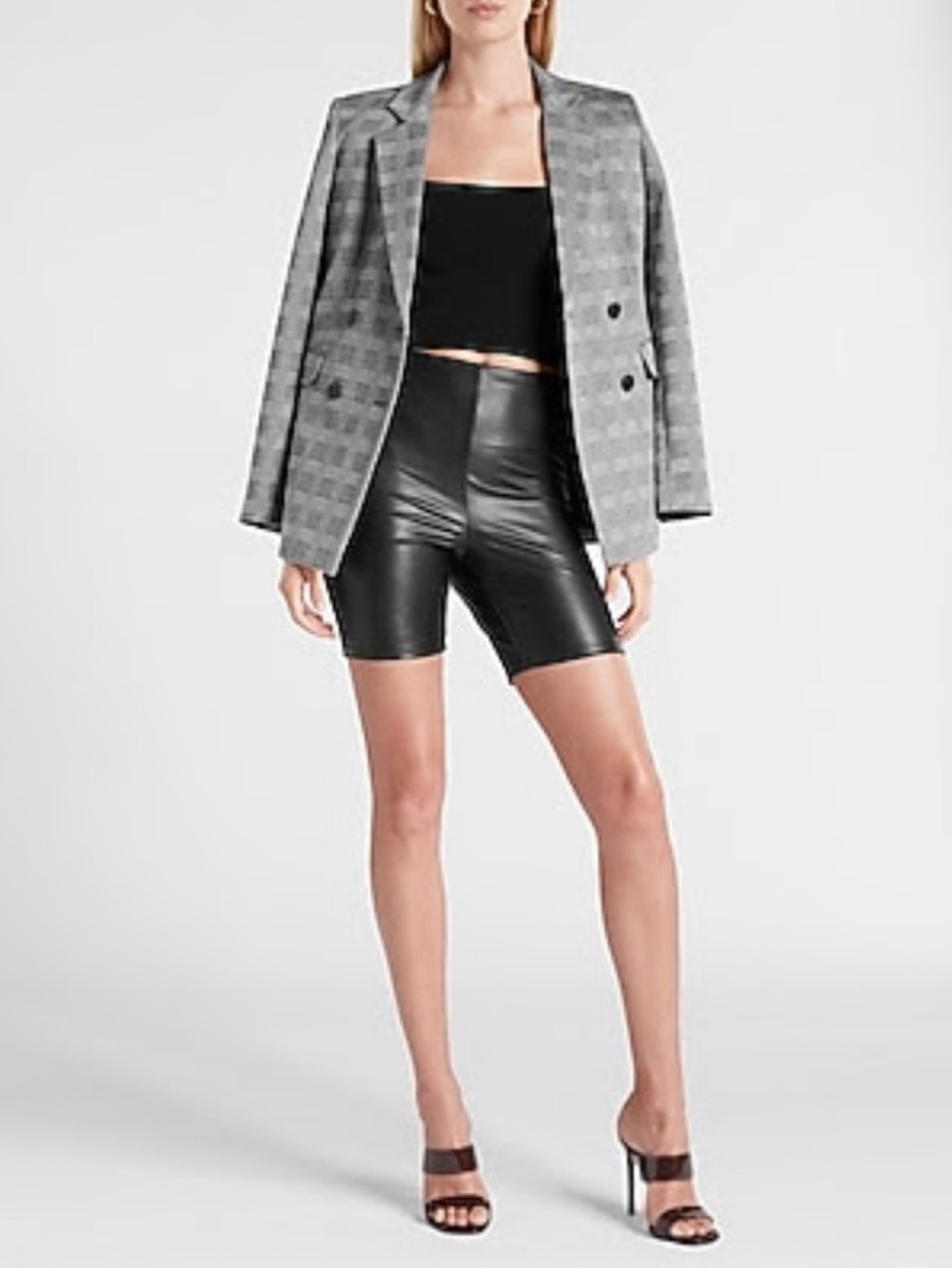 NWT Express Super High Waisted Faux Leather Biker Shorts Black XXS